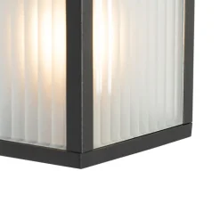 Buiten wandlantaarn zwart met ribbel glas en bewegingssensor - Charlois