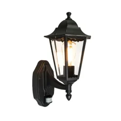 Buiten wandlantaarn zwart met bewegingssensor IP44 - New Orleans Up