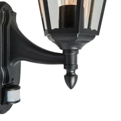 Buiten wandlantaarn zwart met bewegingssensor IP44 - New Orleans Up