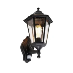 Buiten wandlantaarn zwart met bewegingssensor IP44 - Havana