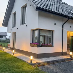 Buitenlamp donkergrijs met opaal glas met grondpin en kabelmof 45cm IP44 - Malios