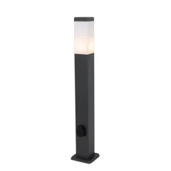 Buitenlamp donkergrijs met grondpin en kabelmof 80cm incl. stopcontact IP44 - Malios