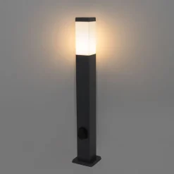 Buitenlamp donkergrijs met grondpin en kabelmof 80cm incl. stopcontact IP44 - Malios