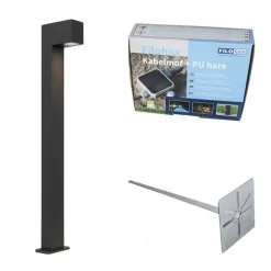 Buitenlamp donkergrijs met grondpin en kabelmof 80cm IP44 - Baleno