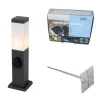 Buitenlamp donkergrijs met grondpin en kabelmof 45cm incl. stopcontact IP44 - Malios