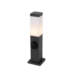 Buitenlamp donkergrijs met grondpin en kabelmof 45cm incl. stopcontact IP44 - Malios