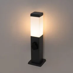 Buitenlamp donkergrijs met grondpin en kabelmof 45cm incl. stopcontact IP44 - Malios