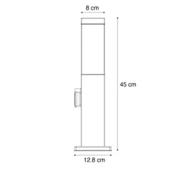 Buitenlamp donkergrijs met grondpin en kabelmof 45cm incl. stopcontact IP44 - Malios