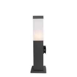 Buitenlamp donkergrijs met grondpin en kabelmof 45cm incl. stopcontact IP44 - Malios