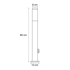 Buitenlamp donkergrijs met smoke glas 80cm IP44 met stopcontact en bewegingssensor - Malios