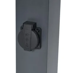 Buitenlamp donkergrijs met smoke glas 80cm IP44 met stopcontact en bewegingssensor - Malios