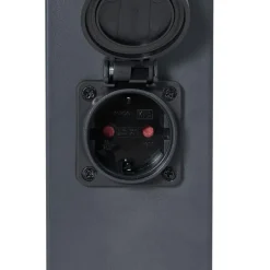 Buitenlamp donkergrijs met smoke glas 80cm IP44 met stopcontact en bewegingssensor - Malios