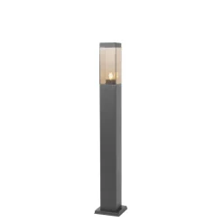 Buitenlamp donkergrijs met smoke glas met grondpin en kabelmof 80cm IP44 - Malios