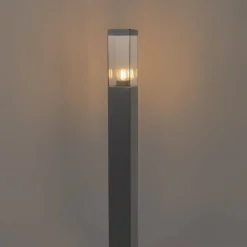 Buitenlamp donkergrijs met smoke glas met grondpin en kabelmof 80cm IP44 - Malios