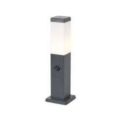 Buitenlamp donkergrijs met opaal glas 45cm IP44 met stopcontact en bewegingssensor - Malios