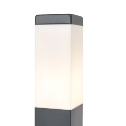Buitenlamp donkergrijs met opaal glas 45cm IP44 met stopcontact en bewegingssensor - Malios
