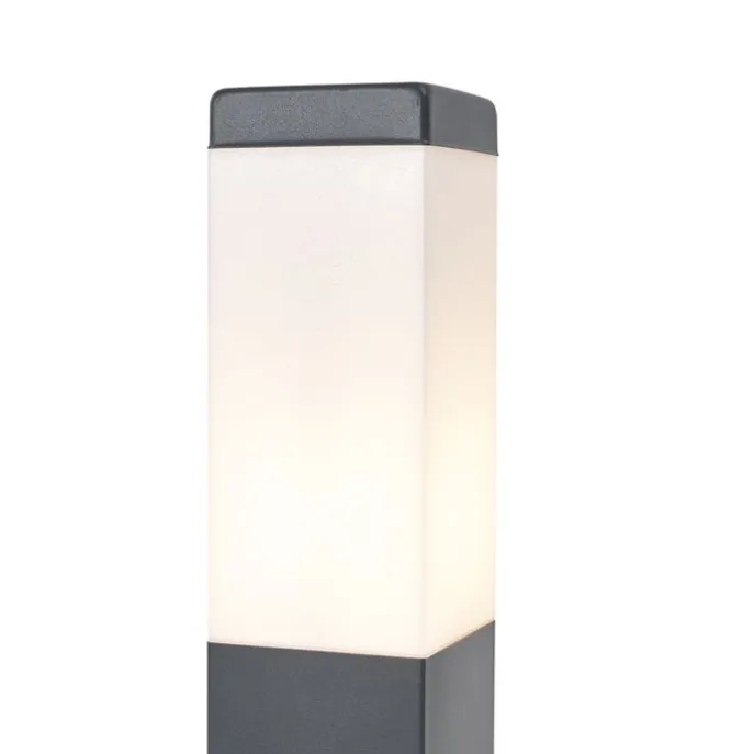 Buitenlamp donkergrijs met opaal glas 45cm IP44 met stopcontact en bewegingssensor - Malios
