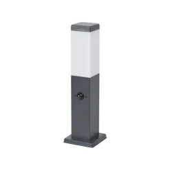 Buitenlamp donkergrijs met opaal glas 45cm IP44 met stopcontact en bewegingssensor - Malios