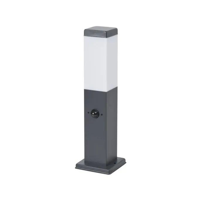 Buitenlamp donkergrijs met opaal glas 45cm IP44 met stopcontact en bewegingssensor - Malios