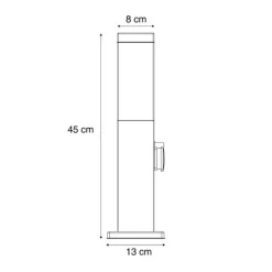 Buitenlamp donkergrijs met opaal glas 45cm IP44 met stopcontact en bewegingssensor - Malios