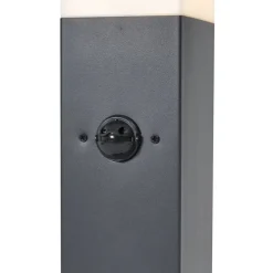 Buitenlamp donkergrijs met opaal glas 45cm IP44 met stopcontact en bewegingssensor - Malios