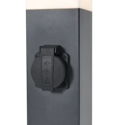 Buitenlamp donkergrijs met opaal glas 45cm IP44 met stopcontact en bewegingssensor - Malios