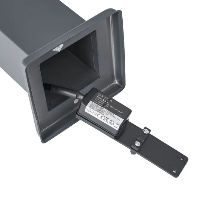 Buitenlamp donkergrijs met opaal glas 45cm IP44 met stopcontact en bewegingssensor - Malios