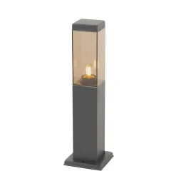 Buitenlamp donkergrijs met smoke glas met grondpin en kabelmof 45cm IP44 - Malios