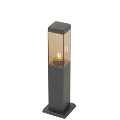 Buitenlamp donkergrijs met smoke glas met grondpin en kabelmof 45cm IP44 - Malios