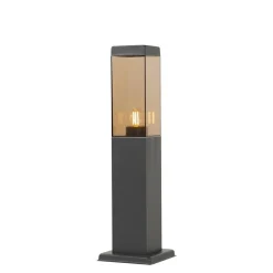 Buitenlamp donkergrijs met smoke glas met grondpin en kabelmof 45cm IP44 - Malios