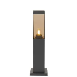 Buitenlamp donkergrijs met smoke glas met grondpin en kabelmof 45cm IP44 - Malios