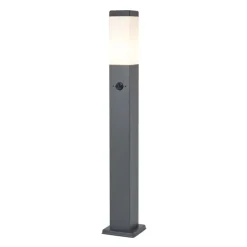 Buitenlamp donkergrijs met opaal glas 80cm IP44 met stopcontact en bewegingssensor - Malios