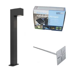 Buitenlamp donkergrijs met grondpin en kabelmof 65cm IP44 - Baleno