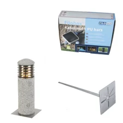 Buitenlamp graniet met grondpin en kabelmof 40cm IP55 - Happy