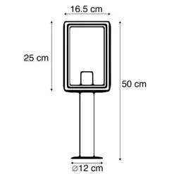 Buitenlamp paal grijs 50 cm IP44 - Sutton