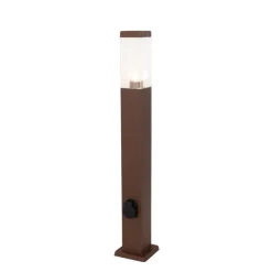 Buitenlamp roestbruin met grondpin en kabelmof 80cm incl. stopcontact IP44 - Malios