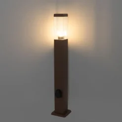 Buitenlamp roestbruin met grondpin en kabelmof 80cm incl. stopcontact IP44 - Malios