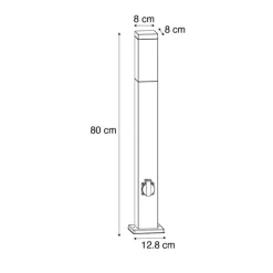 Buitenlamp roestbruin met grondpin en kabelmof 80cm incl. stopcontact IP44 - Malios