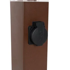 Buitenlamp roestbruin met grondpin en kabelmof 80cm incl. stopcontact IP44 - Malios