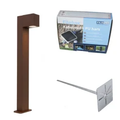 Buitenlamp roestbruin met grondpin en kabelmof 65cm IP44 - Baleno