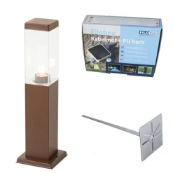 Buitenlamp roestbruin met grondpin en kabelmof 45cm IP44 - Malios