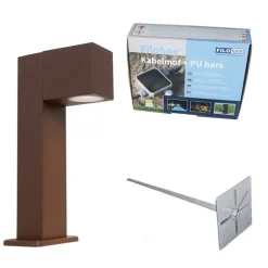 Buitenlamp roestbruin met grondpin en kabelmof 30cm IP44 - Baleno