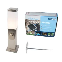 Buitenlamp staal incl stopcontact IP44- Malios met grondpin en kabelmof