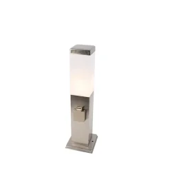 Buitenlamp staal incl stopcontact IP44- Malios met grondpin en kabelmof