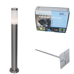 Buitenlamp staal met opaal glas met grondpin en kabelmof 80cm IP44 - Rox