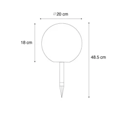 Buitenlamp wit 20 cm incl. LED IP44 solar RGBW - Ludger