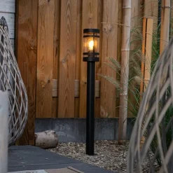 Buitenlamp zwart met grondpin en kabelmof 80cm IP44 - Gleam