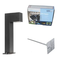 Buitenlamp zwart met grondpin en kabelmof 35cm IP44 - Baleno