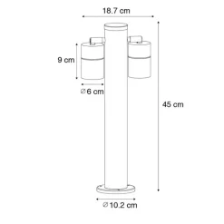 Buitenlamp zwart met grondpin en kabelmof 50cm 2-lichts IP44 - Duo