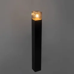 Buitenlamp zwart met smoke glas met grondpin en kabelmof 70cm IP44 - Denmark